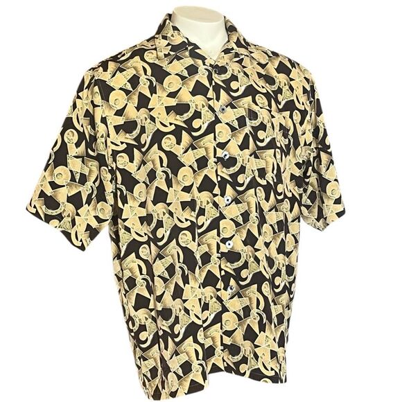 Inserch Men’s Short Sleeve Button Up Wild Print Shirt Sz L - Picture 2 of 5